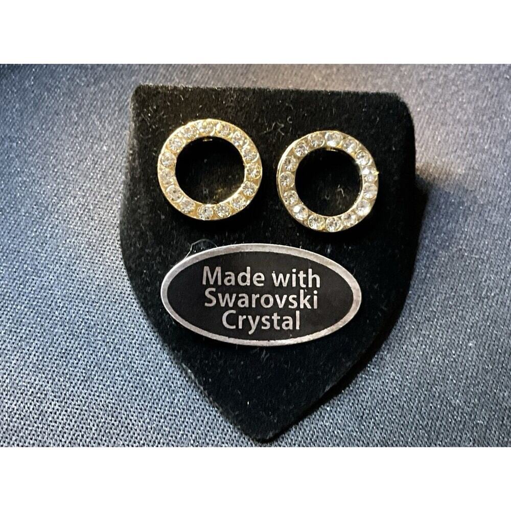 Swarovski Crystals White Circle Earrings Post